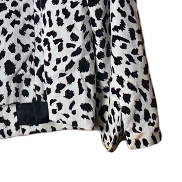 Neiman Marcus Exclusive Wms Sz Med Black White Snow Leopard Cotton Velvet Blazer - Picture 3 of 4